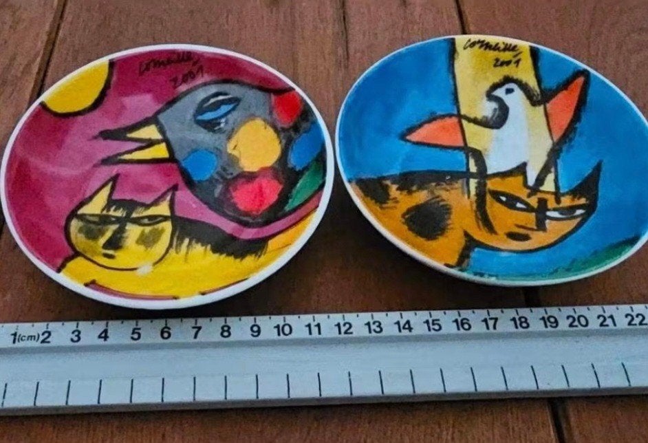 Corneille schaaltjes- 2x "kat" motief- verzend ook, Ophalen, Zo goed als nieuw, Steen/keramiek