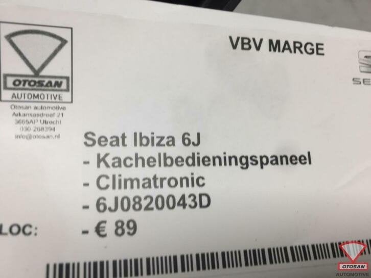 seat ibiza 6j kachelbiedingspaneel climatronic 6j0820043d, Gebruikt, Autovia A-2, Km 585 585
08760  Martorell, ES, Ophalen of Verzenden