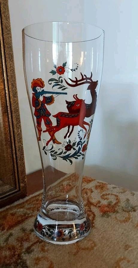 Prachtig oud bierglas met jachttafereel, Antiek en Kunst, Antiek | Glas en Kristal, Ophalen of Verzenden