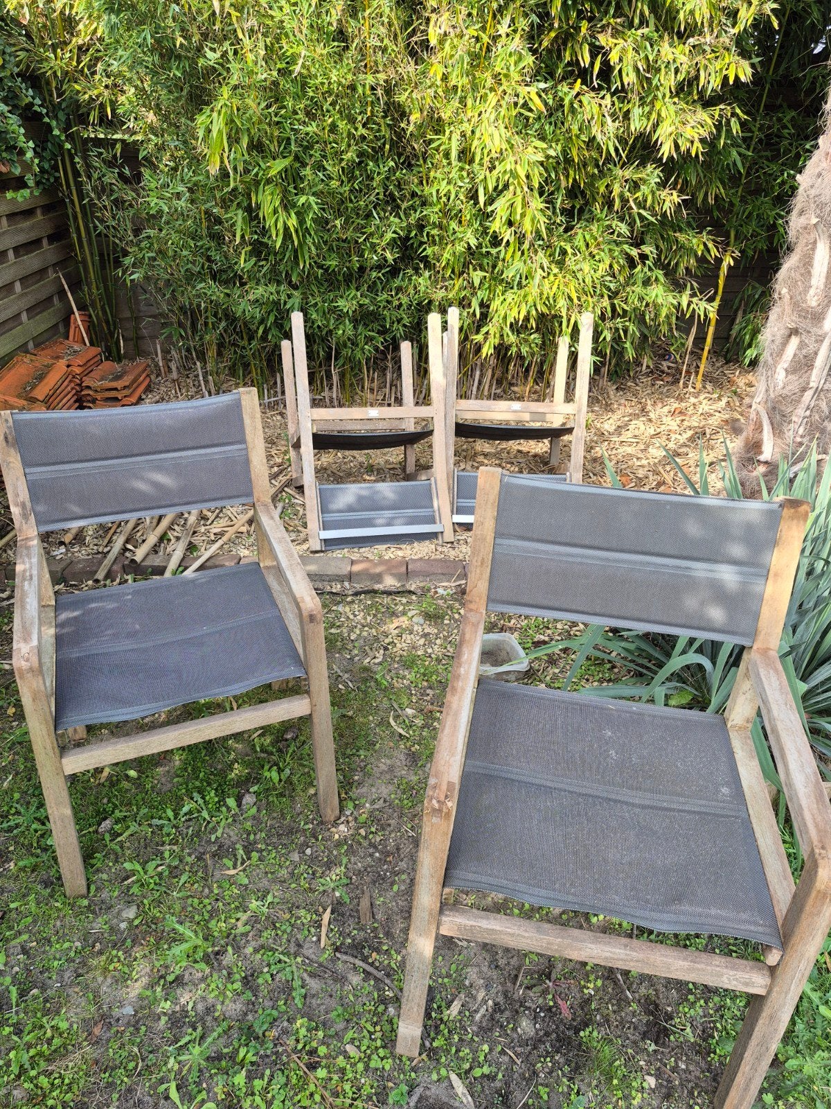 Vier houten tuinstoelen van Applebee, Tuin en Terras, Ophalen, Gebruikt, Hout