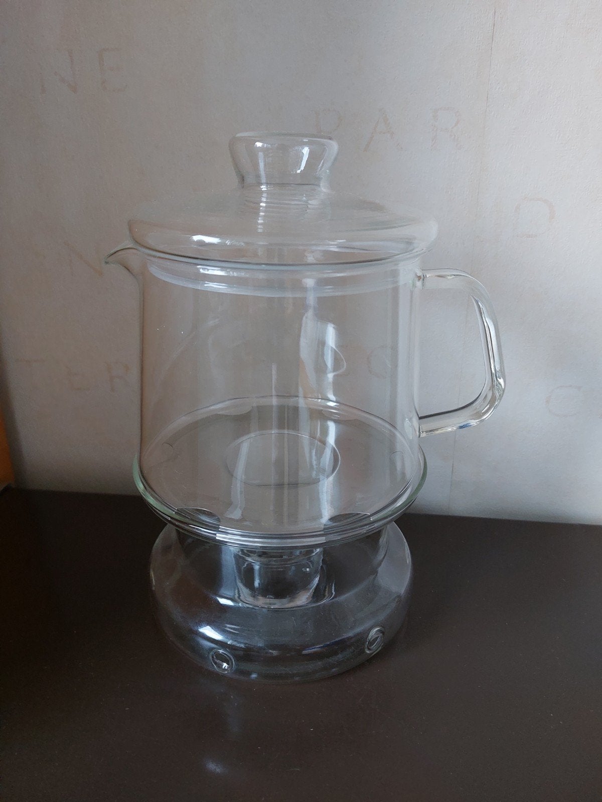 Vintage Douwe Egberts glazen theepot met theelicht zgan, Overige merken, Overige typen, Ophalen of Verzenden, Overige stijlen