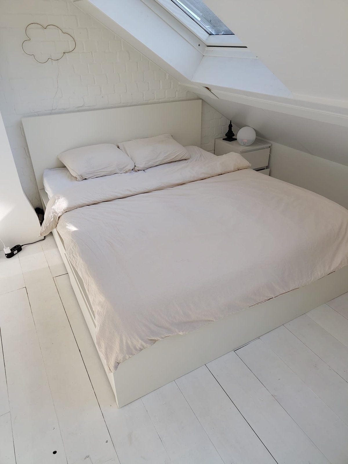 IKEA Malm tweepersoons bed wit met opberglades, Ophalen, Gebruikt, Wit, Tweepersoons