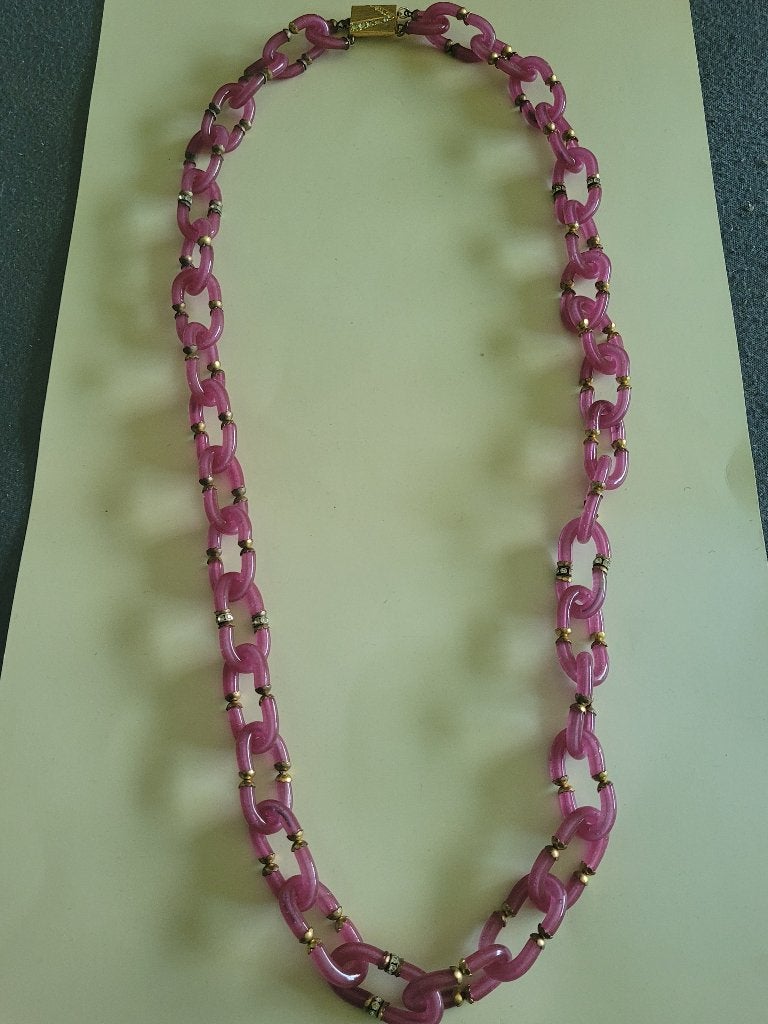 EXTRA LONG Archimede Seguso CHANEL PURPLE Glass NECKLACE, Ophalen of Verzenden, Zo goed als nieuw, Paars, Met kristal