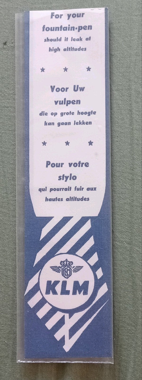 KLM Vulpen zakje jaren 30-60, Gebruikt, ., Overige typen, Ophalen of Verzenden