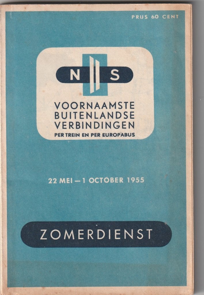 Boekje NS 1955 Zomerdienst Buitenlandse Verbindingen, Verzamelen, Verzenden, Gebruikt, Tram, Overige typen