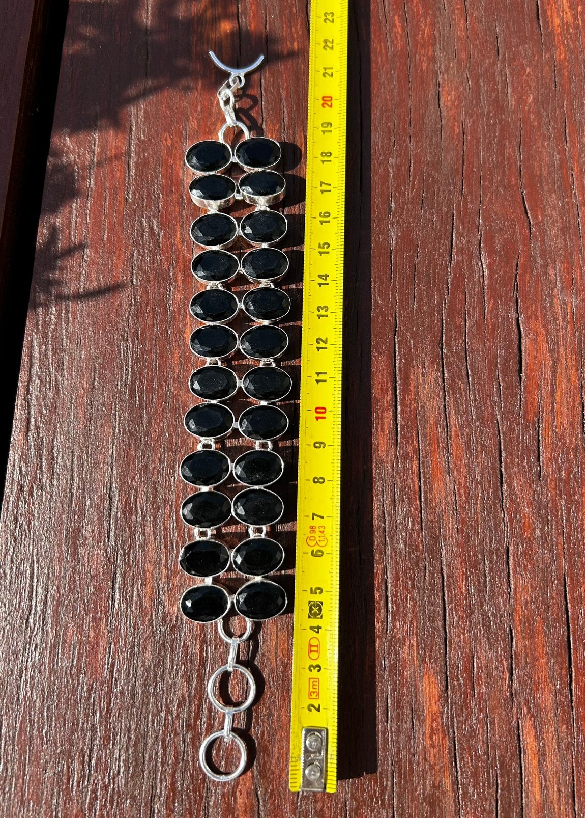 Armband 925 met zwarte spinel, Ophalen of Verzenden, Zo goed als nieuw, Zilver