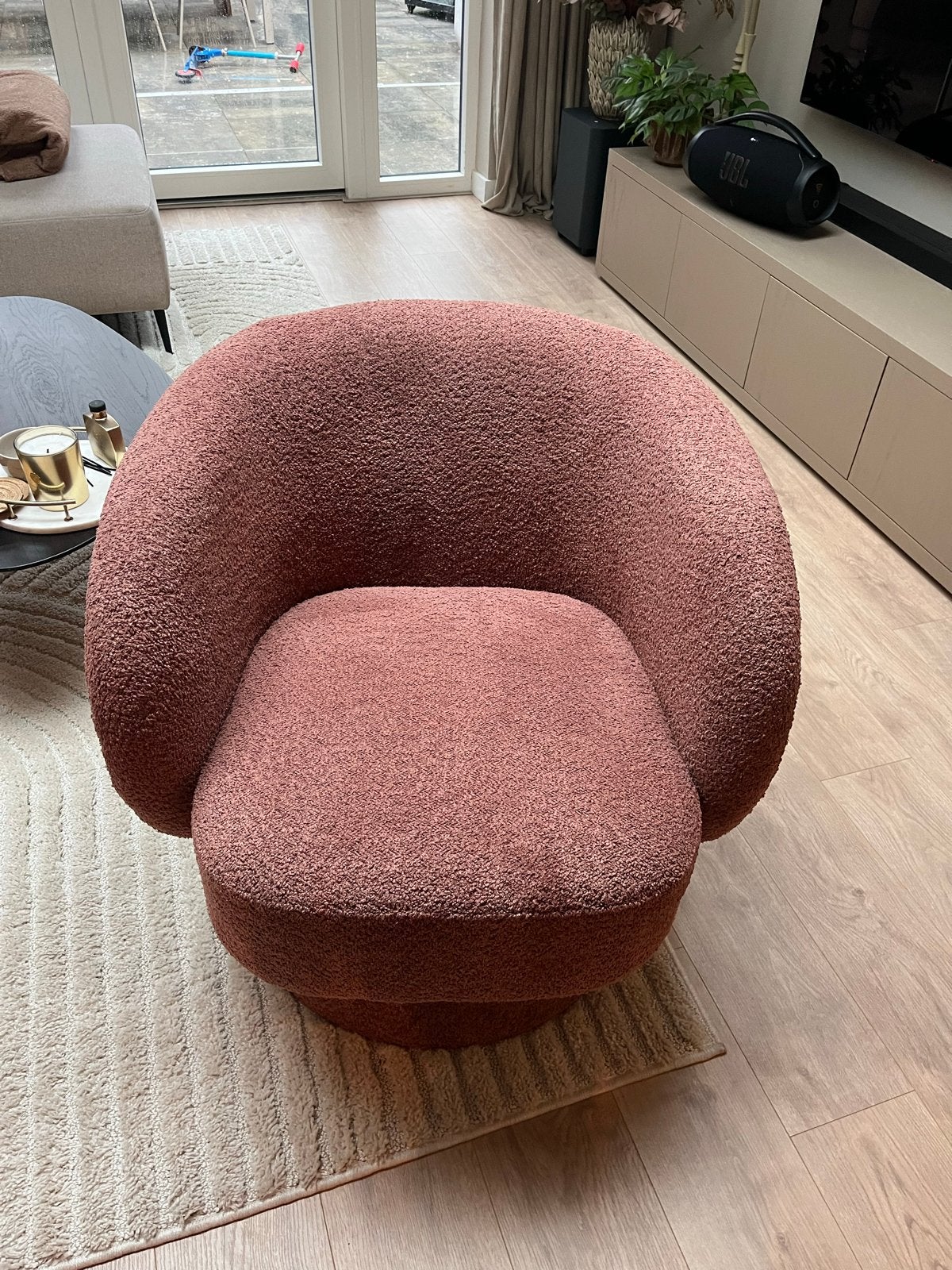 Draaifauteuil Zitmaxx Terracotta - Zo goed als nieuw, Ophalen, Zo goed als nieuw, Stof, 75 tot 100 cm