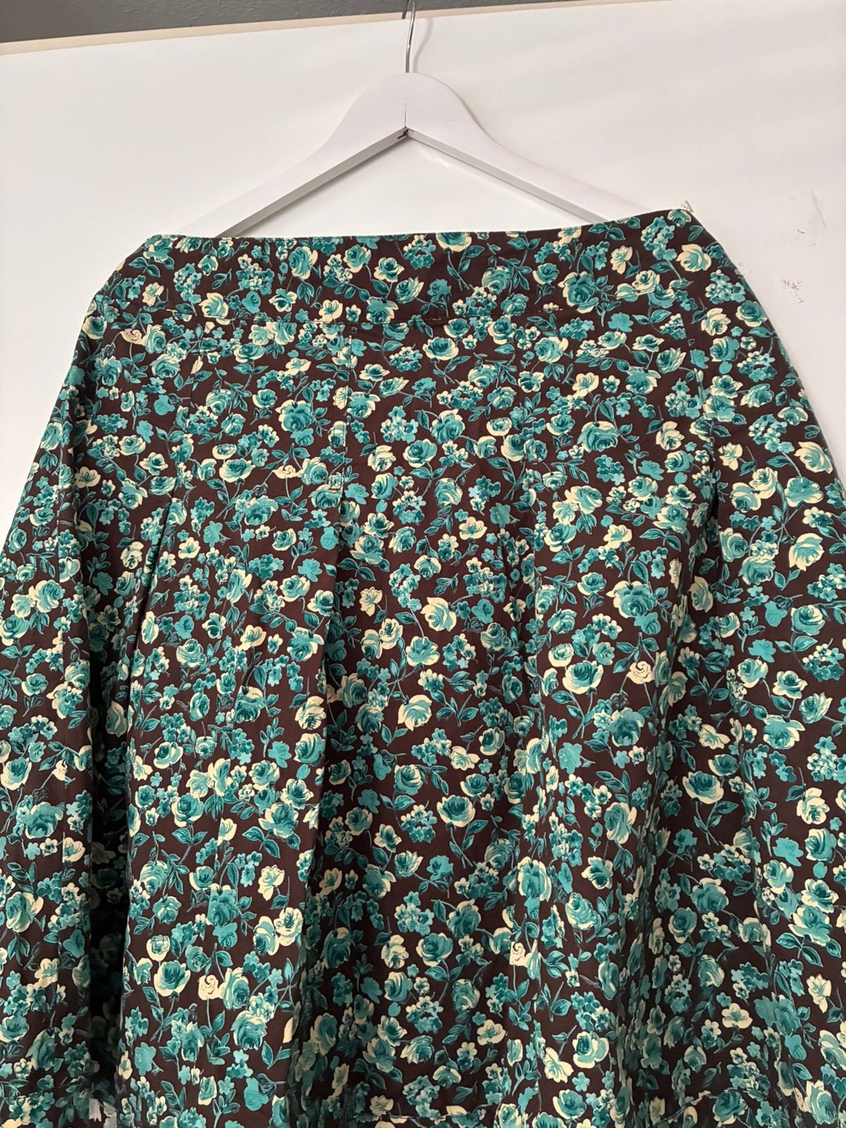 Vintage rok. Nieuw Bruin creme turquoise bloemenprint mt 46, Bruin, Maat 46/48 (XL) of groter, Nieuw, Ophalen of Verzenden