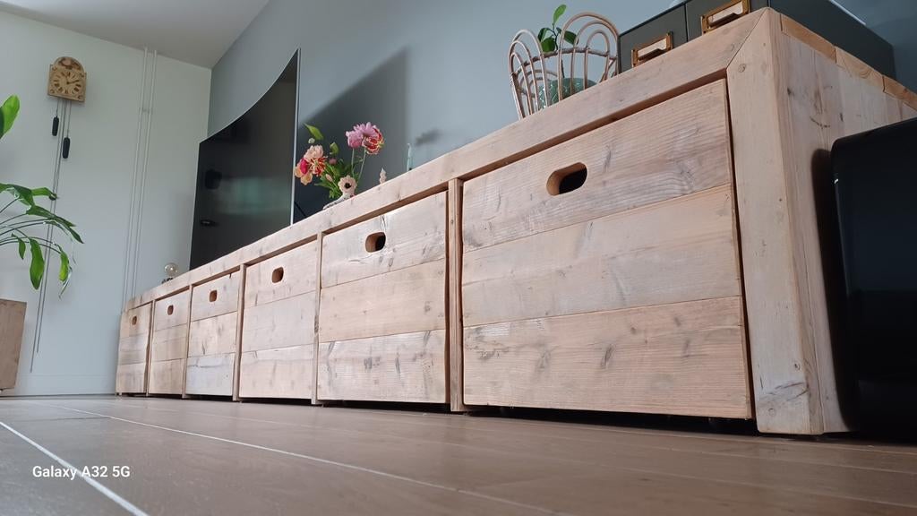 Dressoir steigerhouten planken 400x50x56cm, Ophalen of Verzenden, 25 tot 50 cm, 200 cm of meer