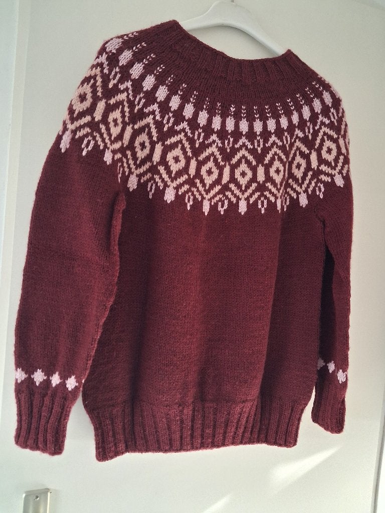 Handgebreide trui met Noorse print - Wolmix, Maat 38/40 (M), Nieuw, Ophalen of Verzenden, Handgemaakt
