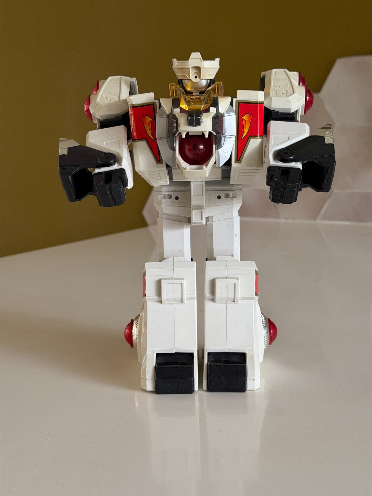 Vintage Power Rangers White Tigerzord incl. White Ranger, Ophalen of Verzenden, Gebruikt