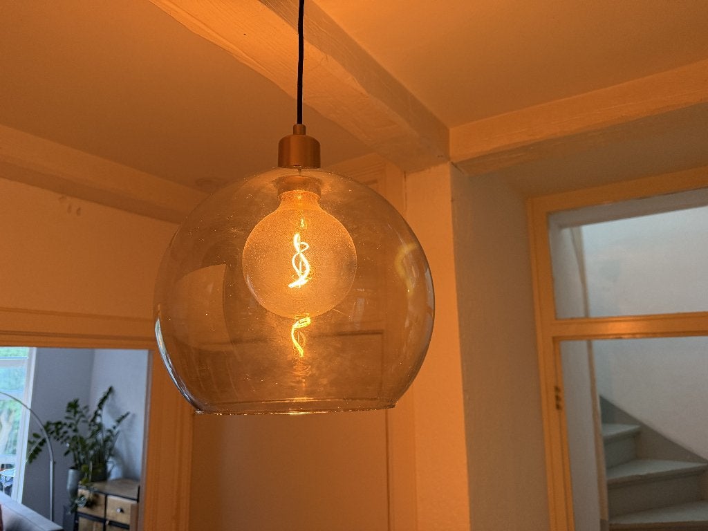 IKEA JAKOBSBYN hanglamp rookkleur, Ophalen, Zo goed als nieuw, Glas, E27 (groot)