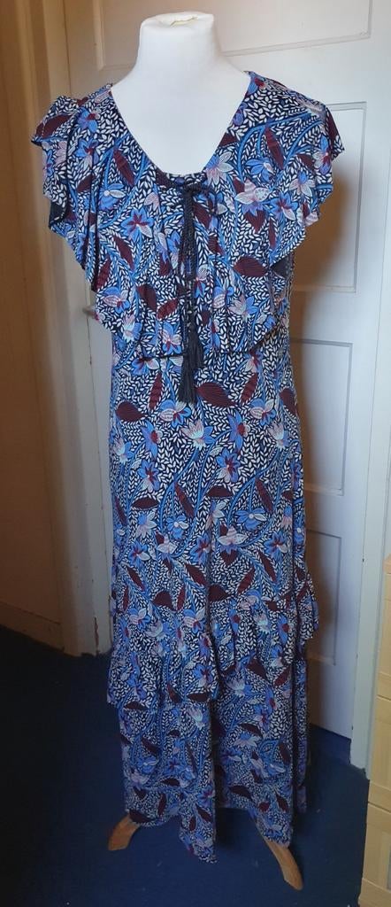 Didi zomerse maxi-jurk met bloemenprint maat 38, Maat 38/40 (M), Blauw, Ophalen of Verzenden, Zo goed als nieuw