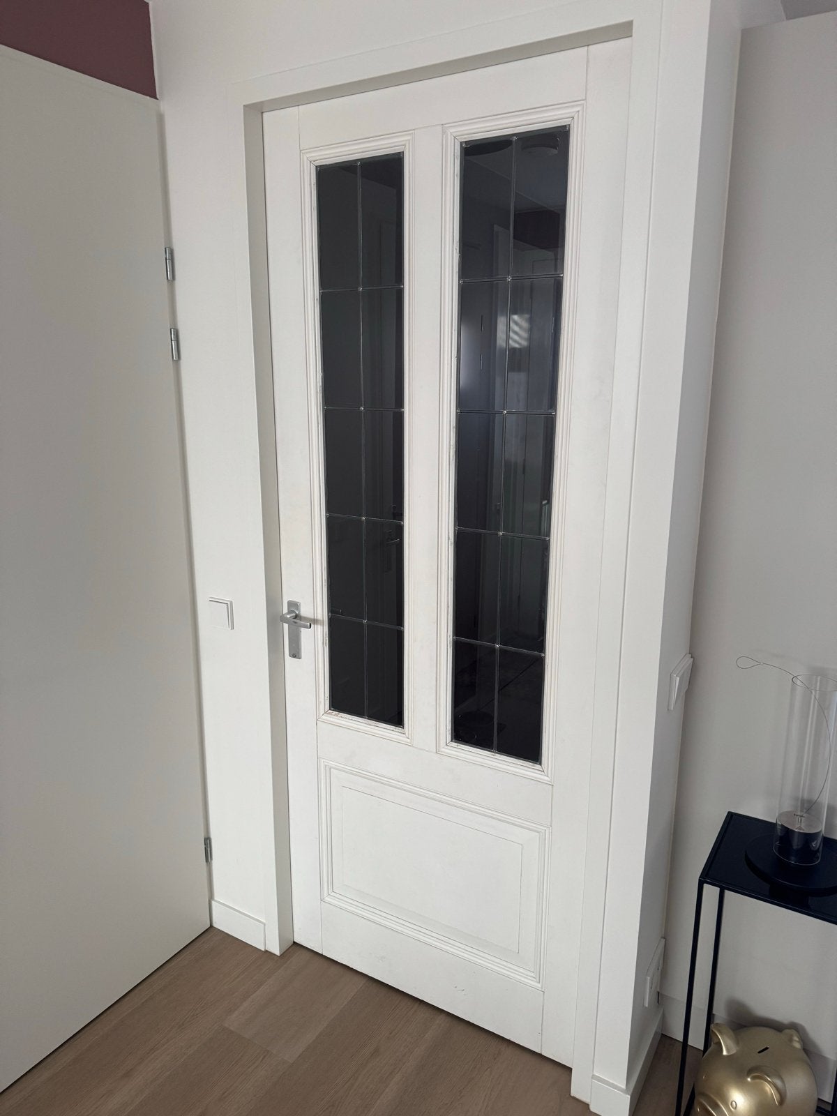 Binnendeur met glas, linksdraaiend, opdek 231,5x93 cm, Ophalen, Gebruikt, 80 tot 100 cm, 215 cm of meer