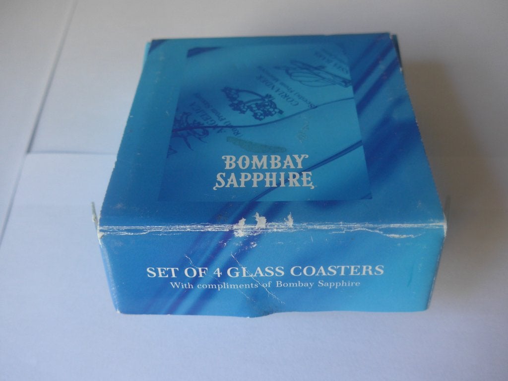 Bombay Sapphire Glazen Onderzetters met orginele doos, Verzamelen, Ophalen of Verzenden, Zo goed als nieuw, Overige typen