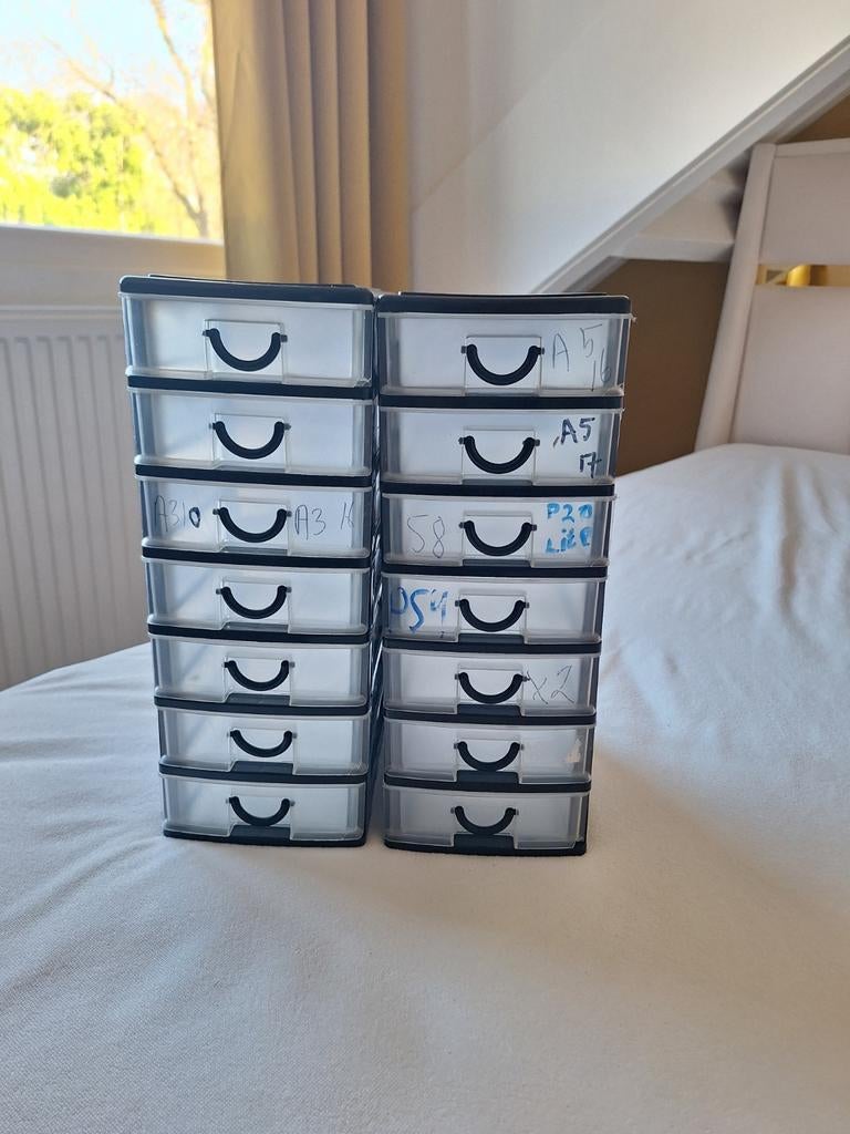2x Opbergkastje met 6 laden - Ideaal voor kantoor/hobby, Huis en Inrichting, Kasten | Ladekasten, Gebruikt, 5 laden of meer, Ophalen of Verzenden