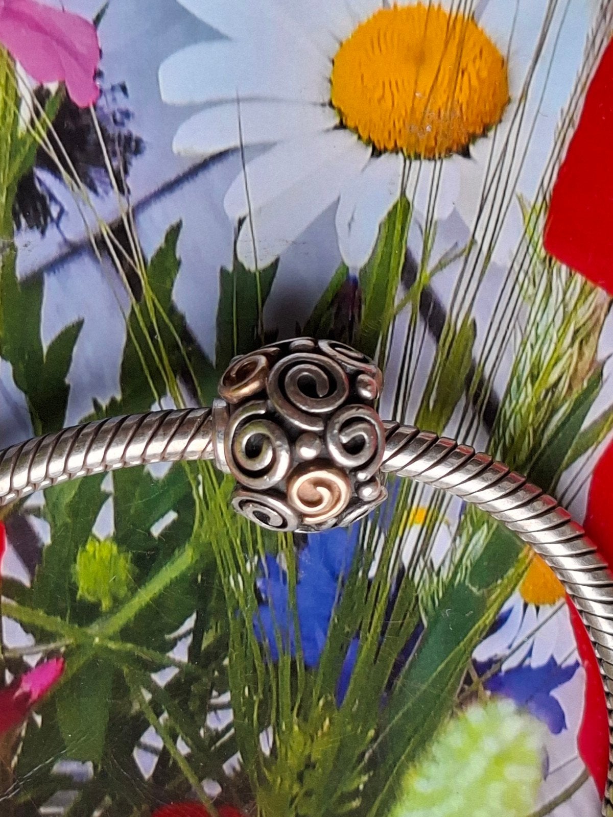 Pandora swirl, zilver met GOUD COLLECTORS ITEM, Pandora, Ophalen of Verzenden, Zo goed als nieuw, 1 bedel