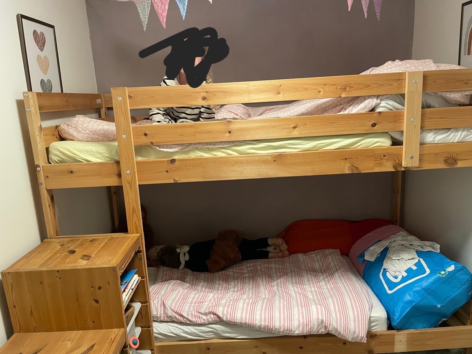 Stapelbed 90x200 met geïntegreerde kasttrap, Ophalen, Gebruikt, 90 cm, 200 cm