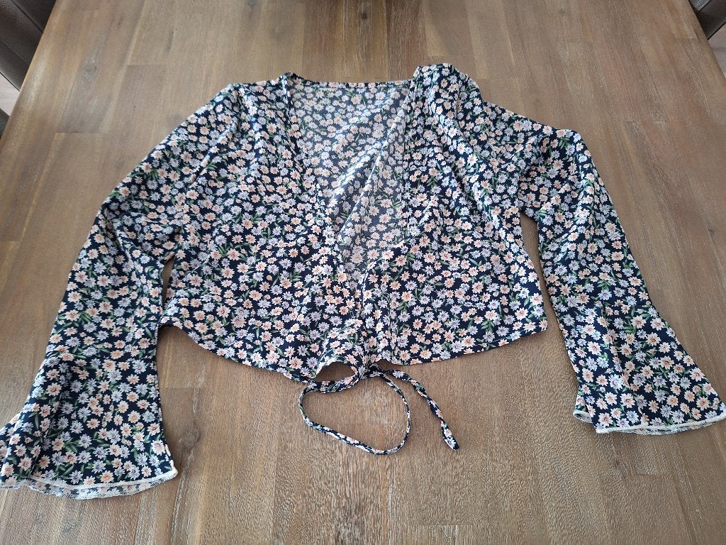 Shein overslag blouse topje, gebloemd, maat XS, Shein, Ophalen of Verzenden, Zo goed als nieuw, Maat 34 (XS) of kleiner