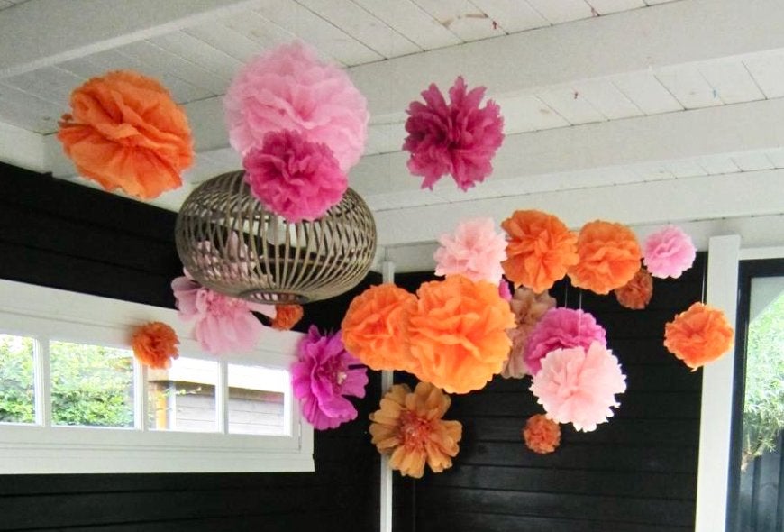 Papieren bloemen en pompons versiering, 33 - 40 uur, Overige niveaus, Starter, Overige vormen