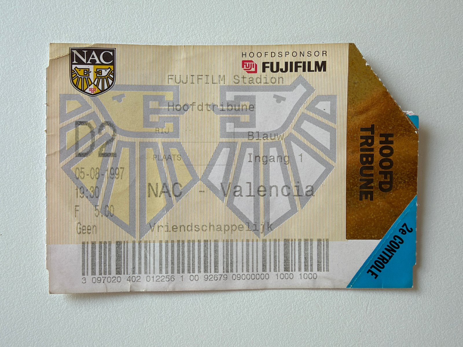 Ticket NAC-Valencia CF 05-08-1997, Ophalen of Verzenden, Zo goed als nieuw, NAC Breda, Overige typen
