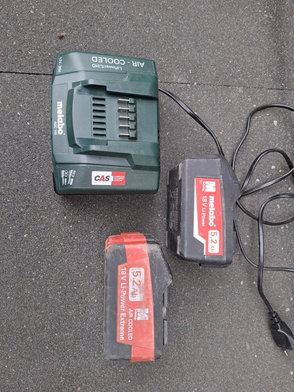 Metabo 18v lader ac 145 plus 2 accu's 5.2ah, Ophalen of Verzenden