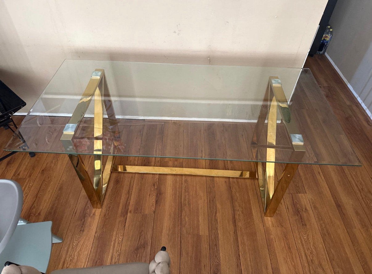 Glazen eettafel 1.80 / 90 cm, Huis en Inrichting, Tafels | Salontafels, Ophalen, Gebruikt, 50 tot 100 cm, Rechthoekig