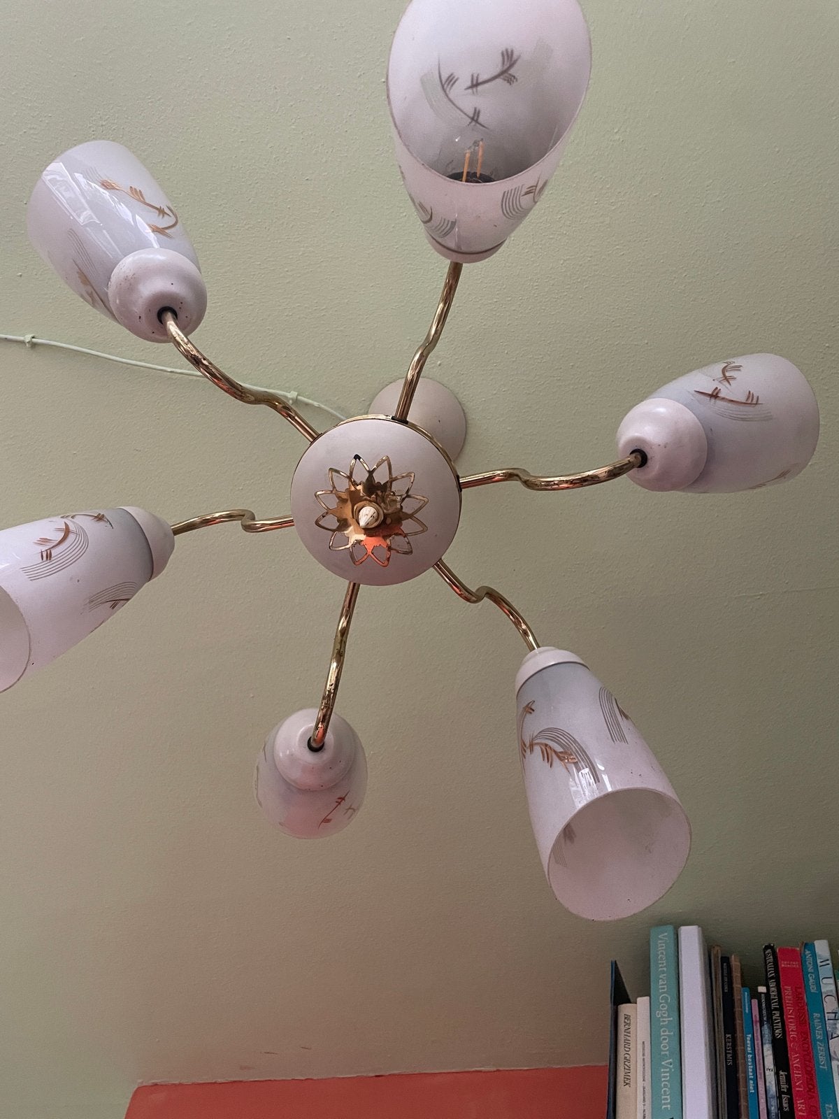 Vintage Plafondlamp met 6 Armen Jaren - 60, Antiek en Kunst, Ophalen of Verzenden