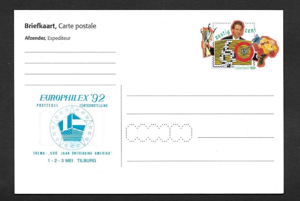 Briefkaart Geuzendam 373 met bijdruk Europhilex 92., Postzegels en Munten, Ophalen of Verzenden, Briefkaart