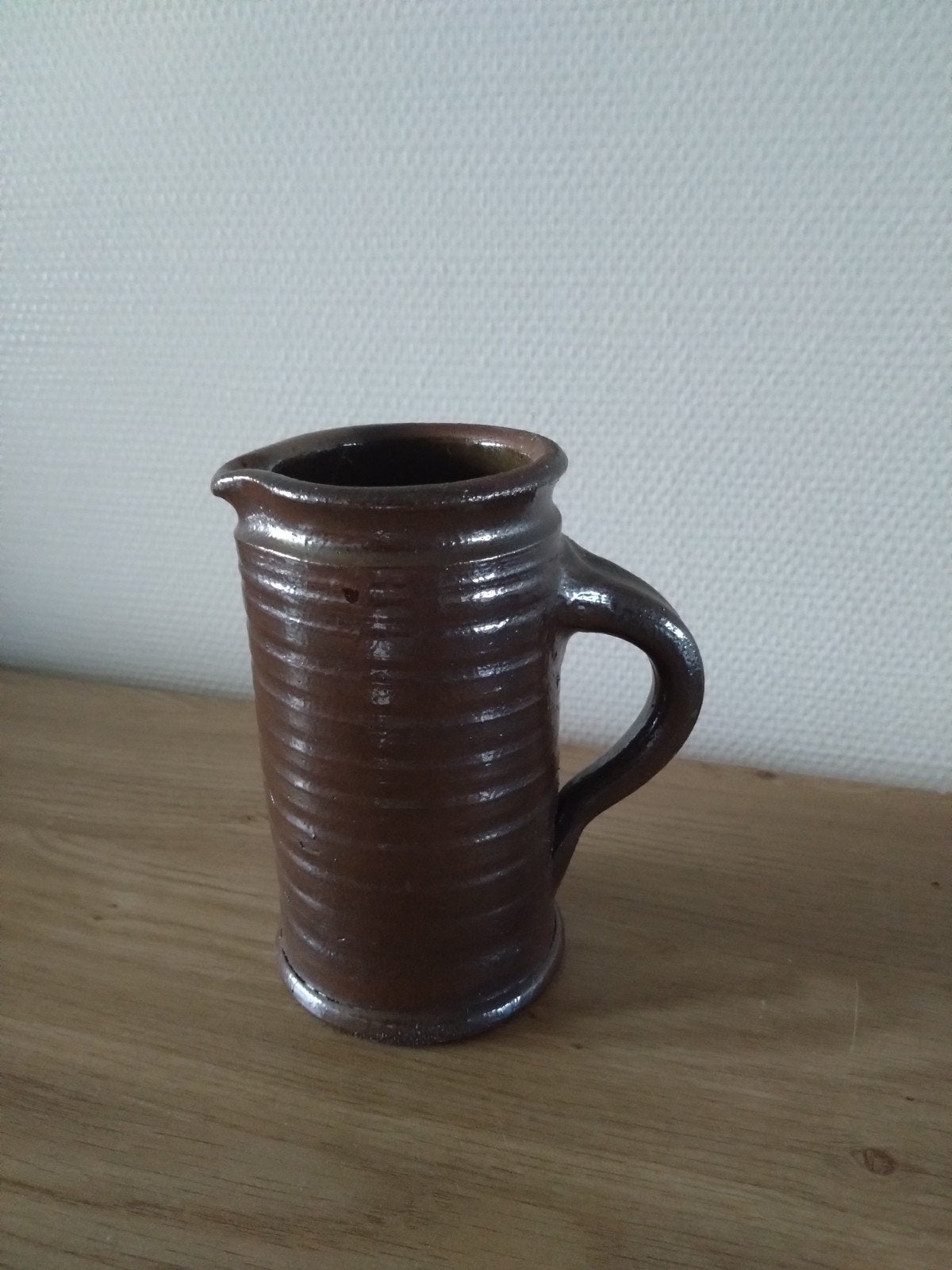 Vintage aardewerken kan in bruin geglazuurd, Antiek en Kunst, Ophalen of Verzenden