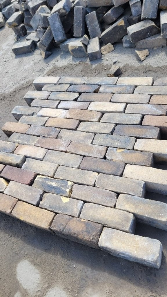 Voordelig! oud gebakken dikformaat 7-duimers (op pallets), Tuin en Terras, Info@destenenman.nl, Gebruikt, Keramiek, Klinkers