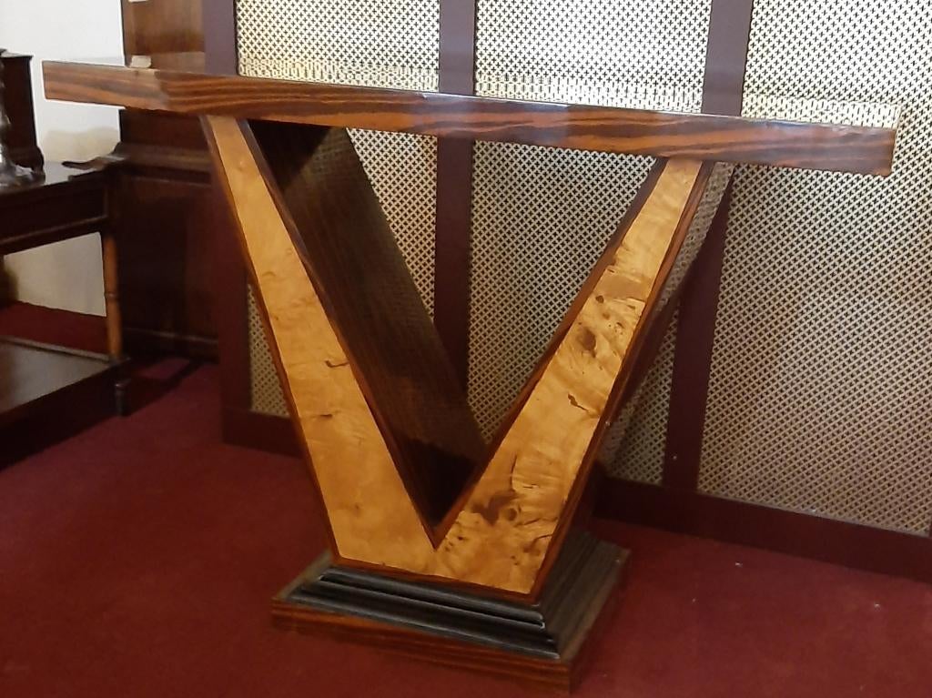 Art Deco stijl palissander en notenhouten wandtafel, Antiek en Kunst, Antiek | Meubels | Kasten, Ophalen of Verzenden