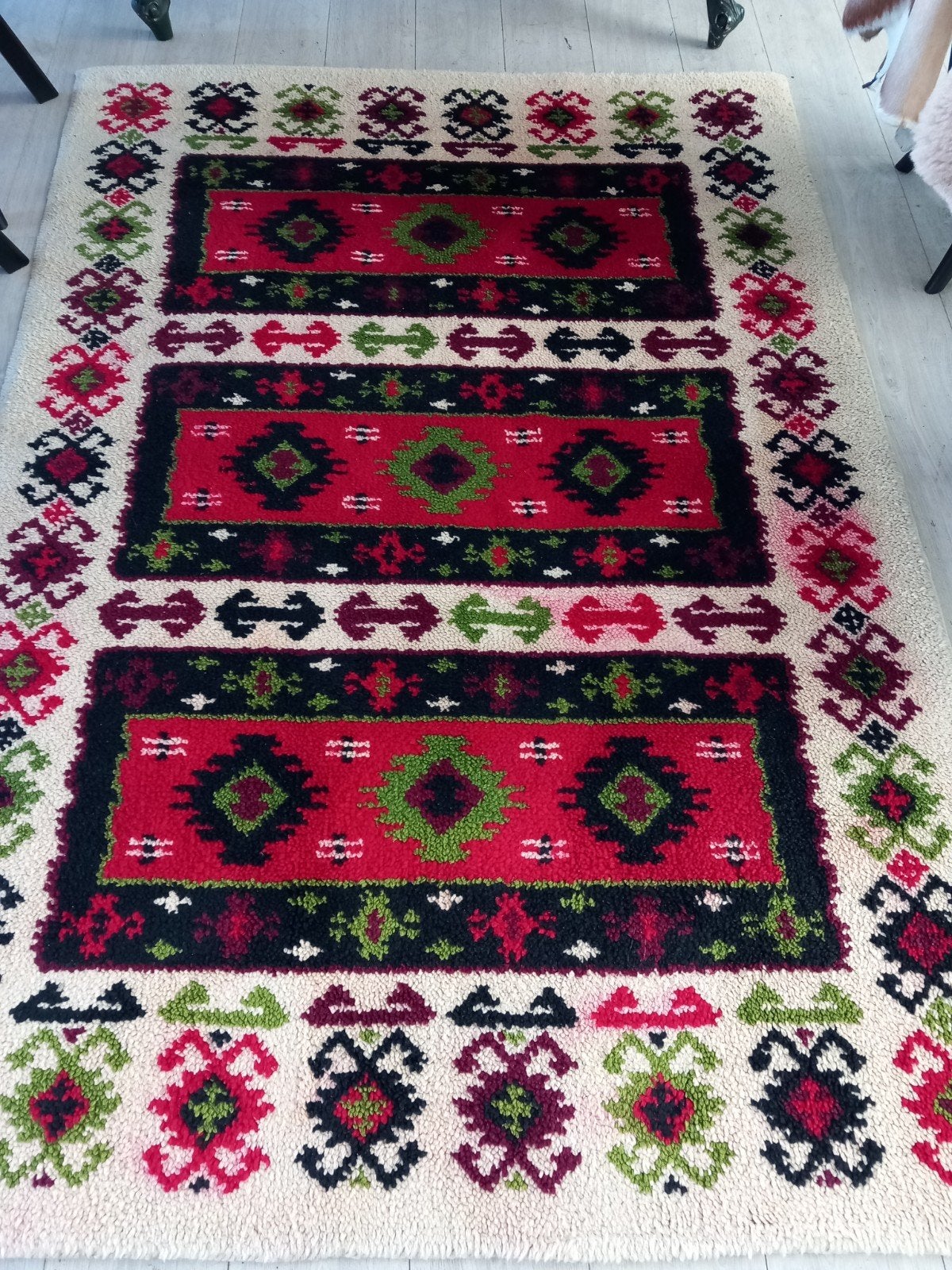 100% wollen vloerkleed tapijt, Groen, 150 tot 200 cm, 200 cm of meer, Ophalen of Verzenden