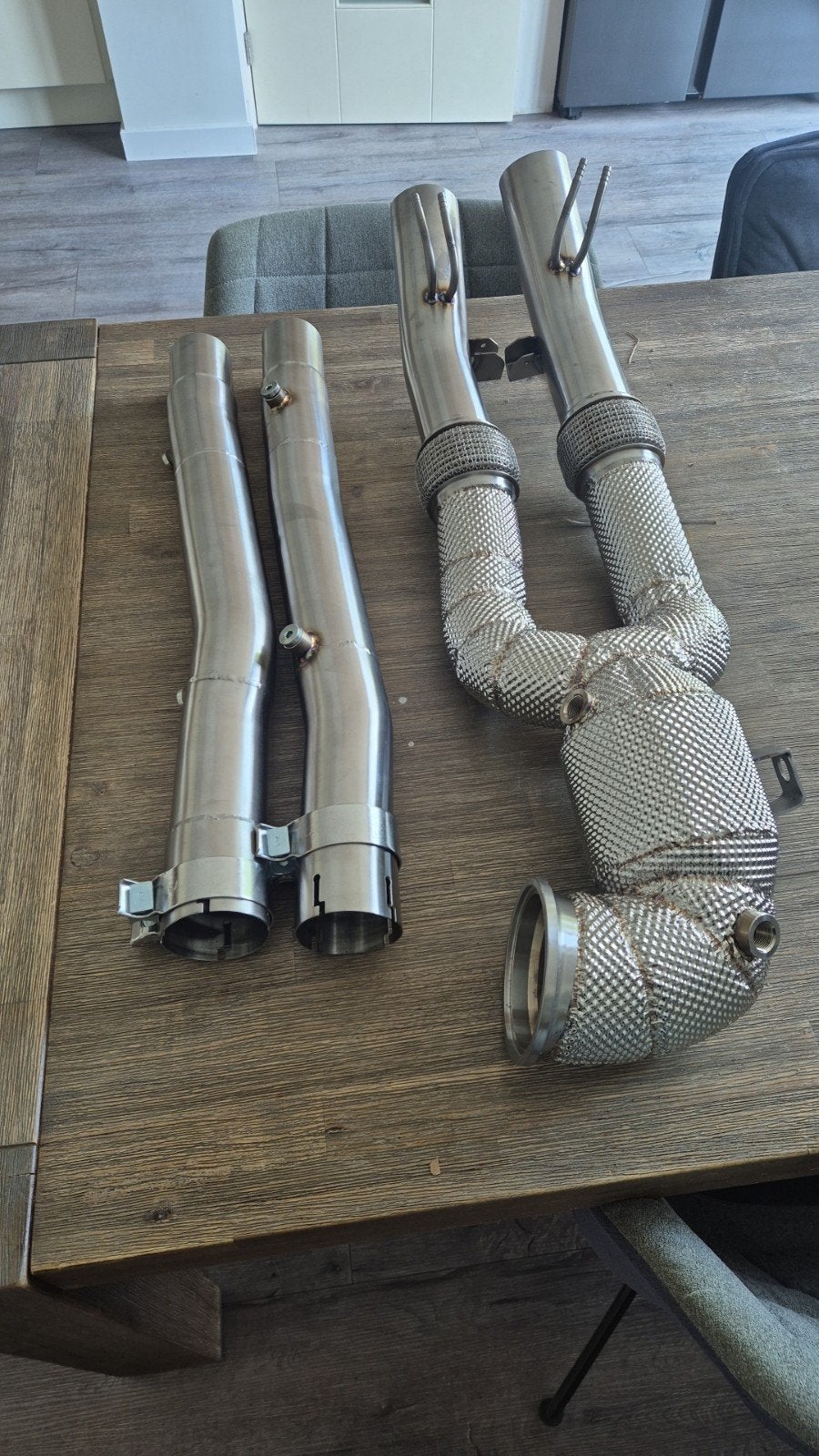 Audi RS3 8Y RVS Downpipe 200 cells met midpipes (OPF delete), Auto-onderdelen, Uitlaatsystemen, Ophalen of Verzenden, Nieuw, Audi