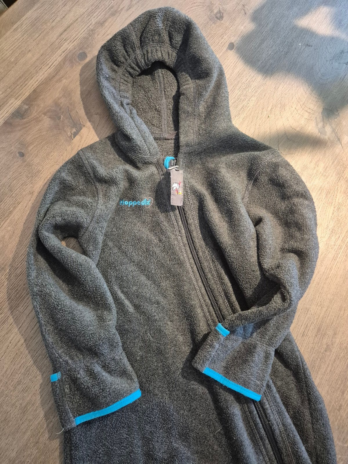 Hoppediz Fleece-Overall Antraciet met Turquoise maat 80-86, Ophalen of Verzenden, Jongen of Meisje