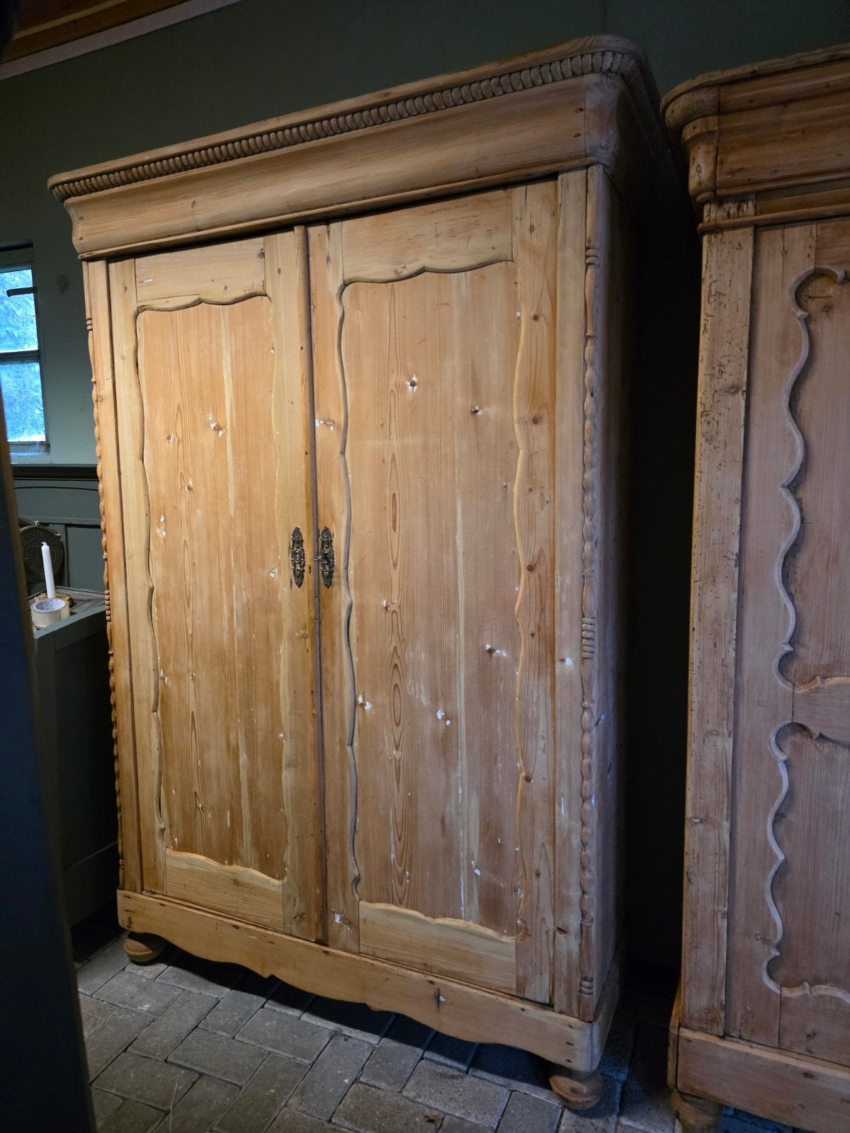 Grote grenen biedermeier kledingkast linnenkast bez mogelijk, Ophalen of Verzenden