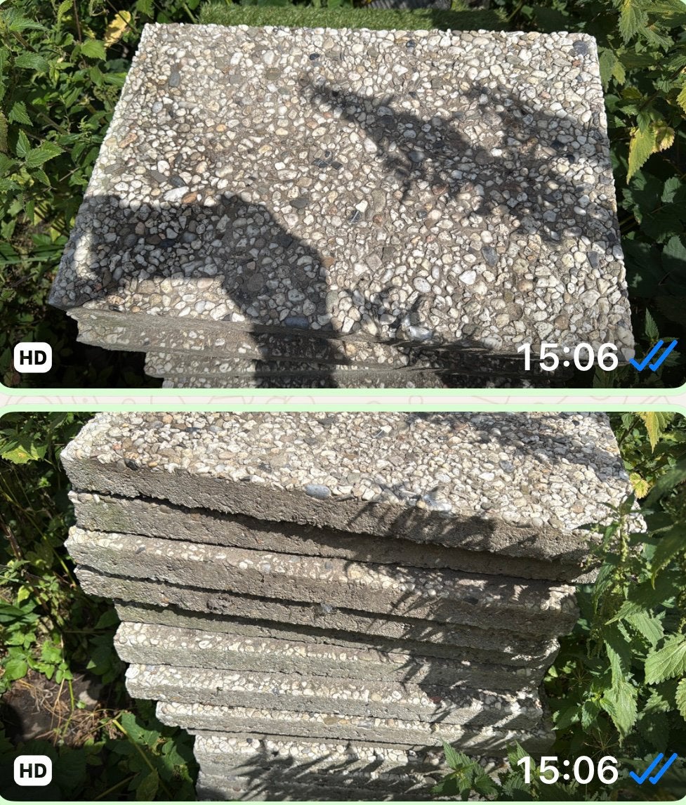 Gratis grindtegels 60x40 cm totaal 50 m2, Ophalen, Zo goed als nieuw, Beton, Terrastegels