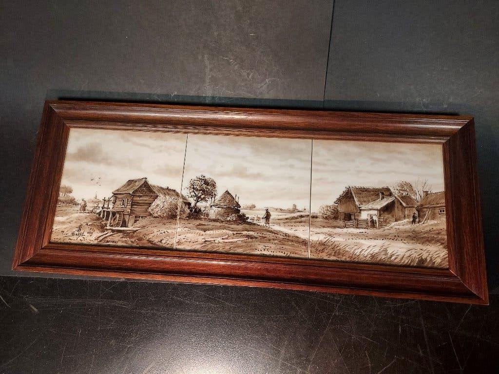 driedelig Tegeltableau De Porceleyne Fles (Royal Delft), Antiek en Kunst, Ophalen of Verzenden