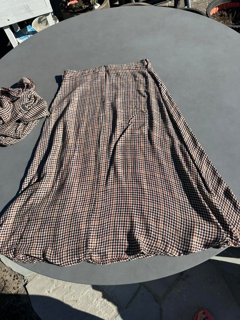 Nieuwe bruin/zwart/ecru geruite Zara rok, maat L, Bruin, Verzenden, Zara, Maat 42/44 (L)
