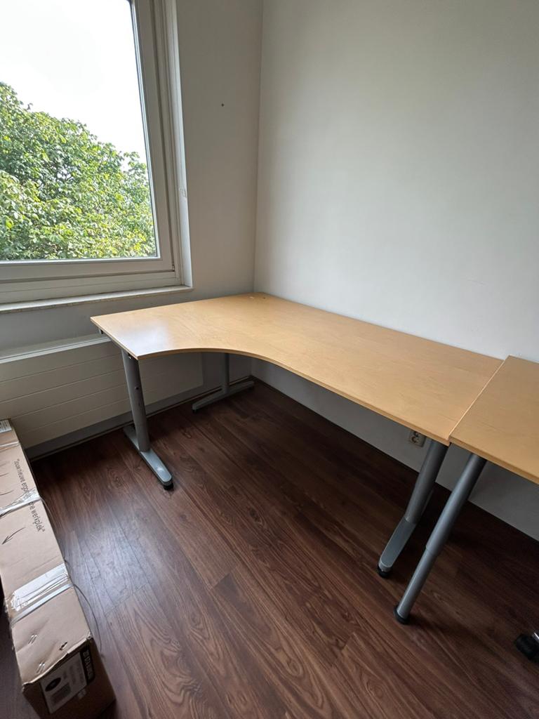 Kantoorbureau met hoek, Huis en Inrichting, Bureaus, Ophalen, Gebruikt, Hoekbureau, Bruin