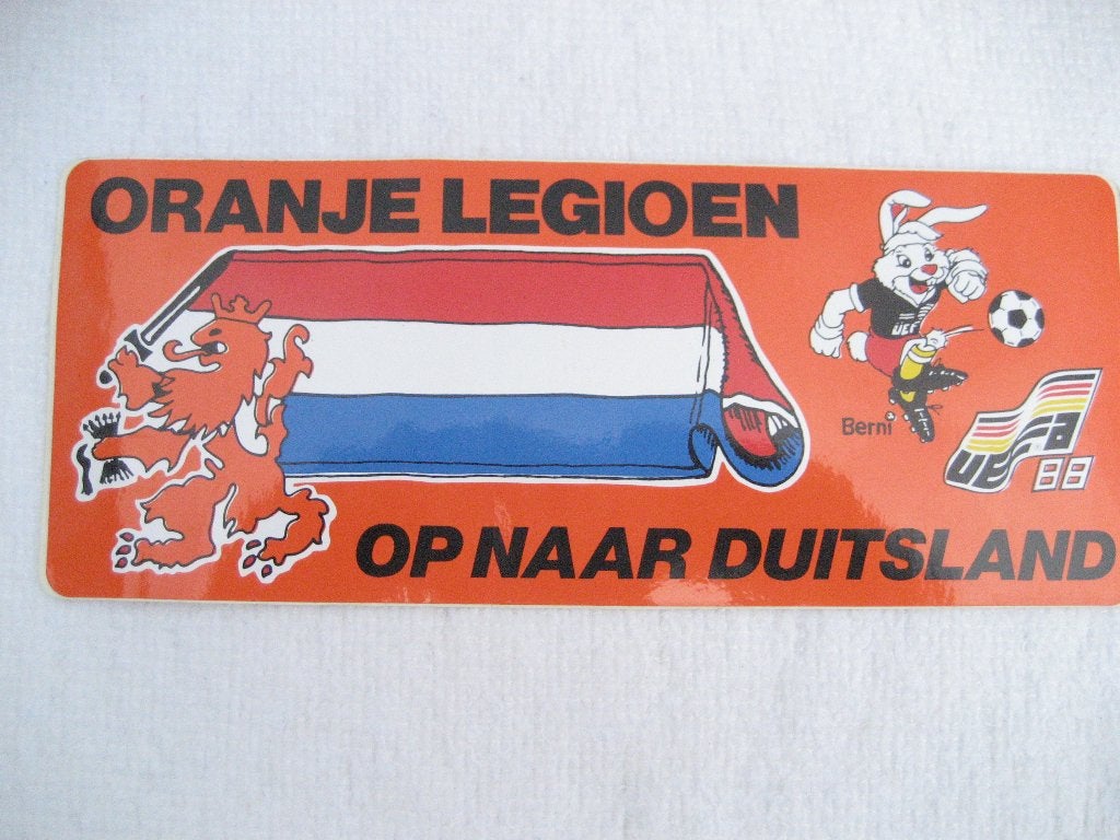 EK sticker Duitsland 1988 Nederland kampioen, Verzamelen, Ophalen of Verzenden, Nieuw, Overige binnenlandse clubs, Poster, Plaatje of Sticker