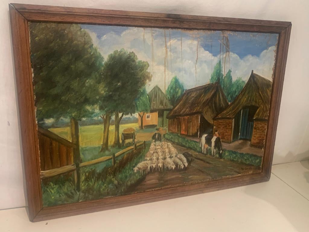 boerderij schilderij, Ophalen of Verzenden