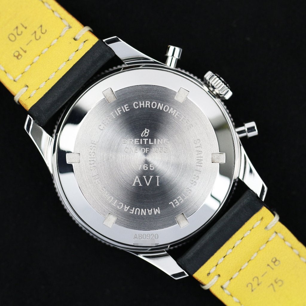 Breitling AVI 765 re-edition 1953 41 (Zeer goed/ 2022), Leer, Staal, Breitling, Polshorloge
