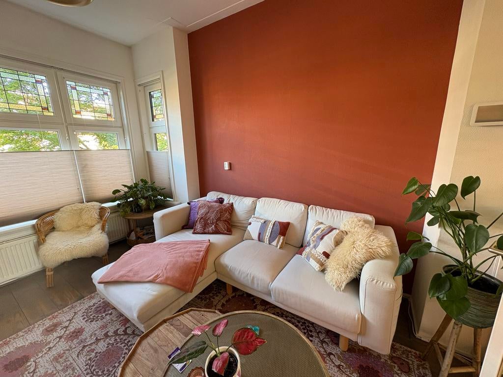 Comfortabele hoekbank, lichtbeige, gebruikt, Ophalen, Gebruikt, Hoekbank, 200 tot 250 cm