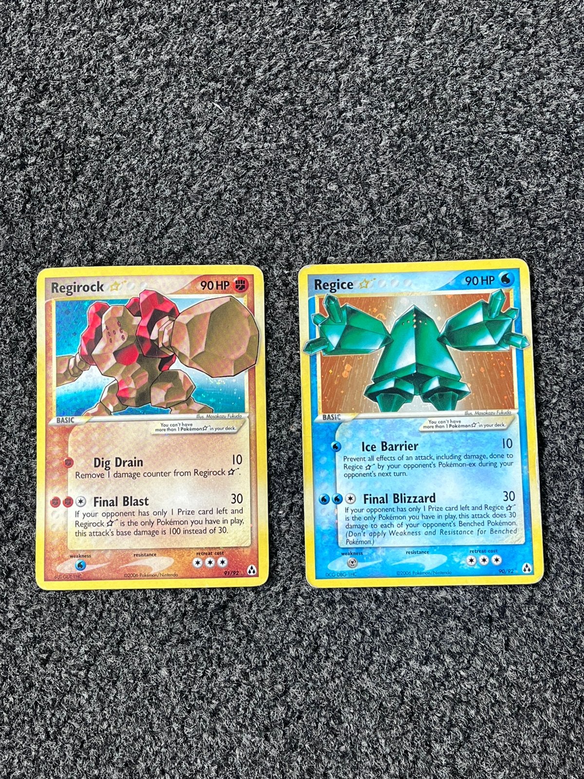 Pokémon Regirock & Regice Gold star ex legend maker, Ophalen of Verzenden, Zo goed als nieuw, Meerdere kaarten, Foil