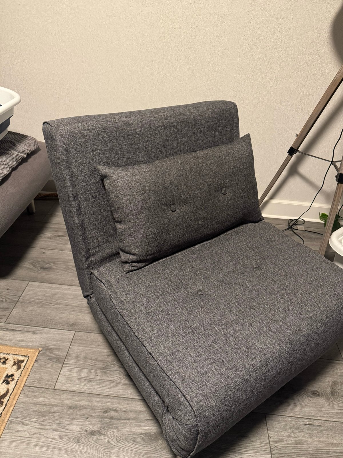 Slaap/logeer fauteuil - Grijs, Huis en Inrichting, Ophalen, 190 cm of minder, Zo goed als nieuw, Grijs