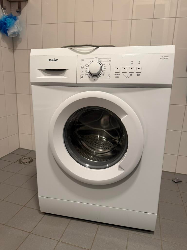 Proline wasmachine 6 kg – werkt goed, Ophalen, 1200 tot 1600 toeren, Gebruikt, Minder dan 85 cm