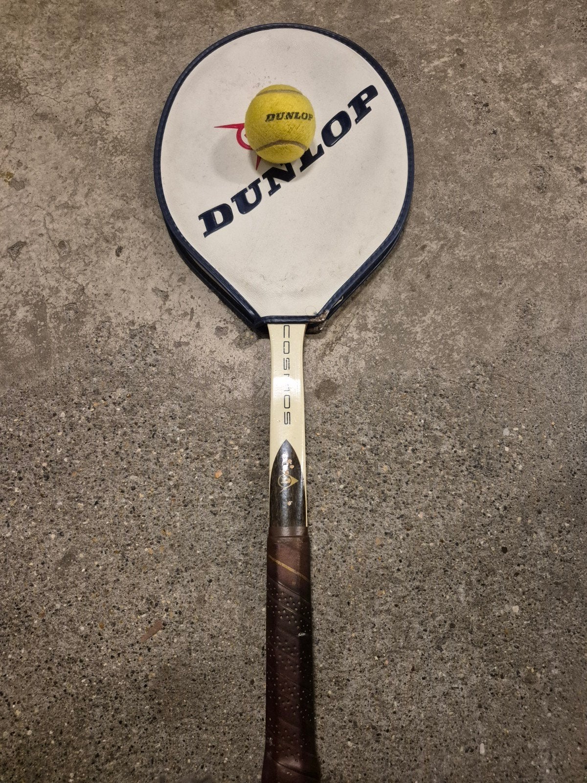 Vintage Dunlop Cosmos tennisracket met hoes, Sport en Fitness, Tennis, Ophalen of Verzenden