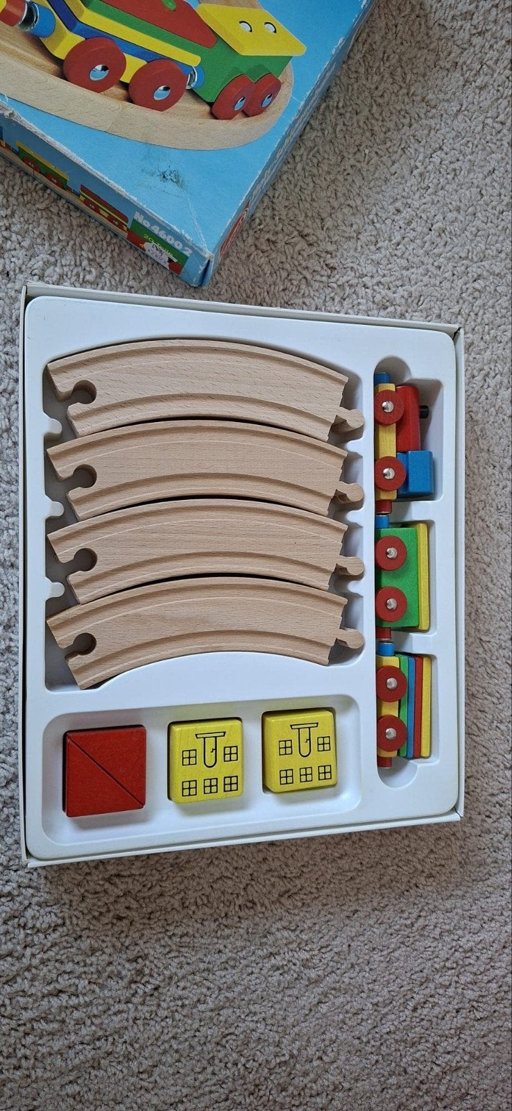 Houten speeltreintje met rails en blokken, Ophalen, Gebruikt