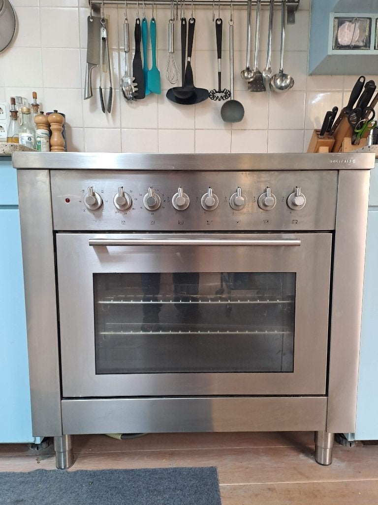 Bosch Solitaire gasfornuis 90 cm met Novy afzuigkap, Witgoed en Apparatuur, Fornuizen, Ophalen, Gebruikt, 60 cm of meer, Gas